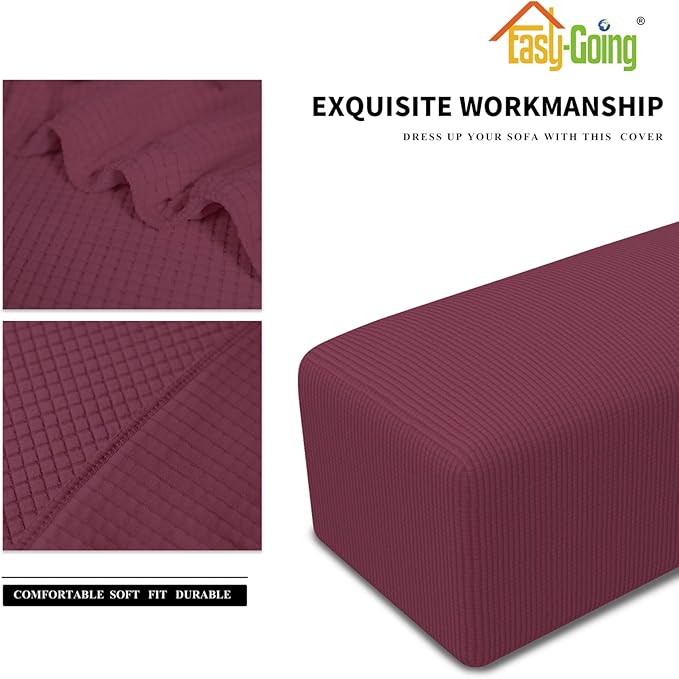Easy-Going Stretch Ottoman Cover Folding Storage Stool Furniture Protector Soft Rectangle slipcover with Elastic Bottom(Ottoman Small,ASH Rose)