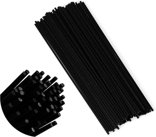 Black Oil Diffuser Sticks 50pcs 9in/23cm0.118in/3mm Fragrance Refill Fibre Reed Thick Diffuser Sticks for Home Office Spa and Bedroom