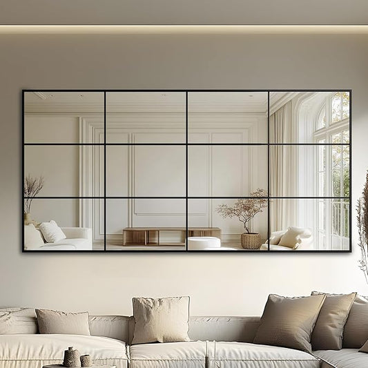 Antok Decorative Mirrors for Wall Decor, 72" x 36" Decorative Wall Mirror Black Window Mirrors Wall Mounted Decorative Mirror for Living Room Dining Room Hallway Entryway，Black,Retro Rect Style