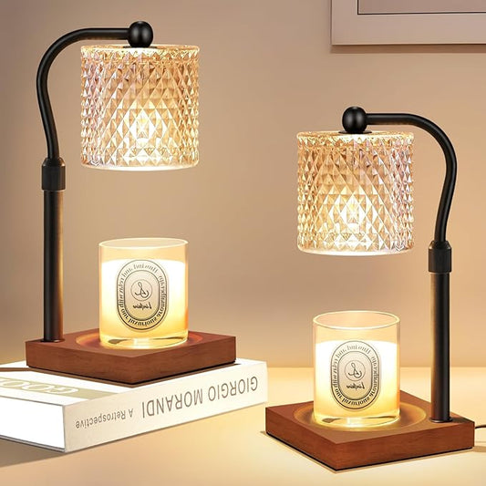 2 Pack Candle Warmer Lamp with Timer Dimmer Adjustable Height, Birthday Housewarming New Home Decor Gifts for Women, Electric Wax Warmer with 2 Bulbs for Jar Candles