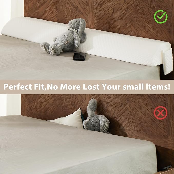 Queen Size Bed Wedge Pillow for Headboard Gap,60"x10"x6" Bed Gap Filler(0-8") Between Headboard and Mattress,Stop Loosing Your Pillows