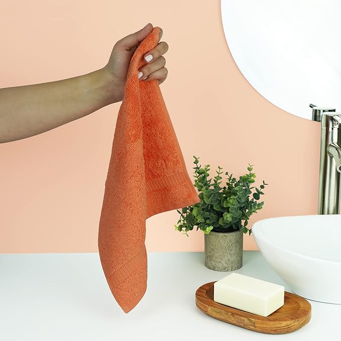 Chakir Turkish Linens | Hotel & Spa Quality 100% Cotton Premium Turkish Towels | Soft & Absorbent (12-Piece Washcloths, Coral)