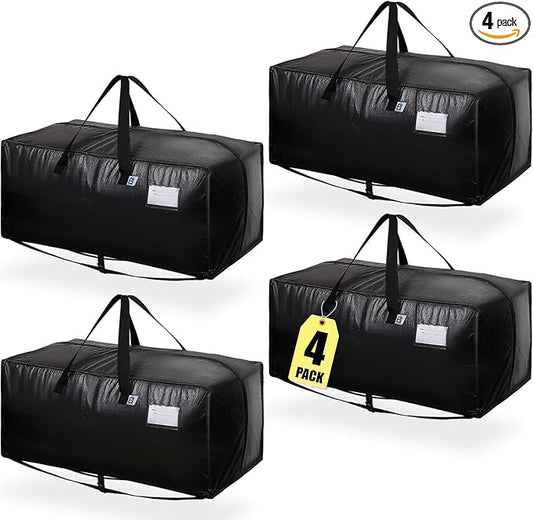 Moving Bags Heavy Duty,Extra Large Moving Bags for Travel/College Packing/Storage/Organization/Seasonal Clothes & Bedding Storage,Moving Supplies Bins,Compatible with Ikea Frakta Cart (Black,4 Pack)