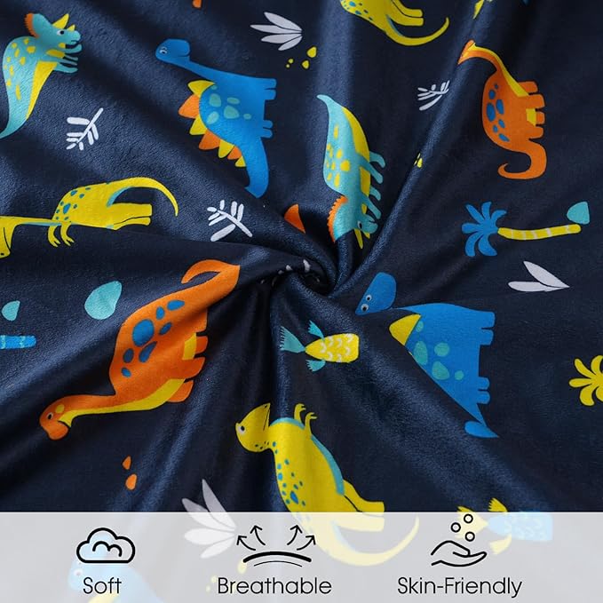 Minky Baby Throw Blanket for Boys, 50x60 Inches Soft Lightweight Micro Fleece Blanket with Double Layer, Dotted Backing, Breathable Receiving Blanket for Newborns, Dinosaur