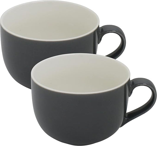 Serami Oversized Ceramic Coffee Mug with Handle - Large 22 oz Coffee Cup, Perfect for Latte, Cappuccino, Soup, Cereal - Ideal for Everyday Use - Ceramic Bowl Set, Large Coffee Mug Set (Gray 2 Pack)