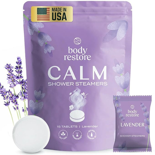 Body Restore Shower Steamers Aromatherapy 15 Pack - Fathers Day Unique Gifts for Dad, Grandpa, Birthday Gift for Mom, Daughter, Son, Best Friend, Travel Essentials, Self Care, Bath Bombs - Lavender