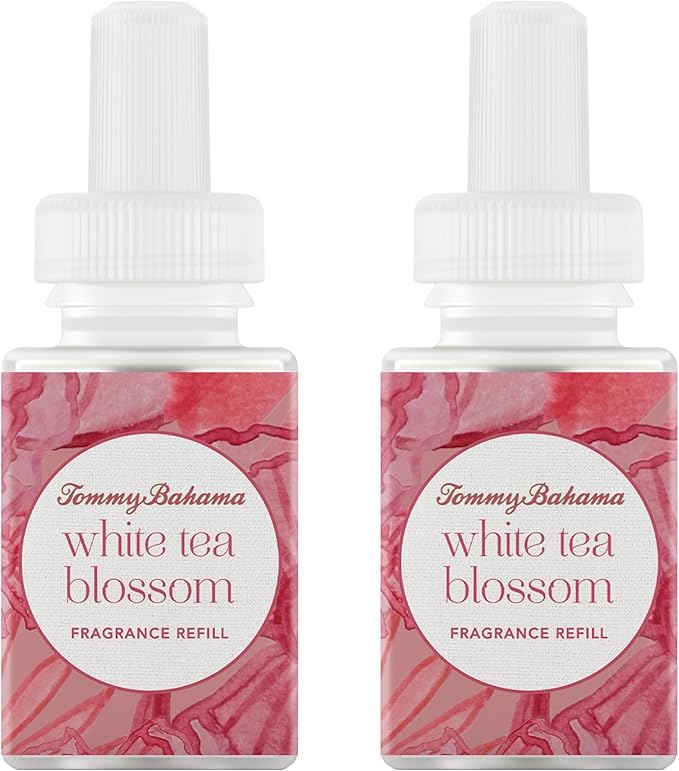 Pura & Tommy Bahama Home Scent Refill - Smart Home Air Diffuser - Up to 120-Hours of Premium Fragrance per Refill - Household Essential - Diffuser Fragrance - 2 Pack, White Tea Blossom