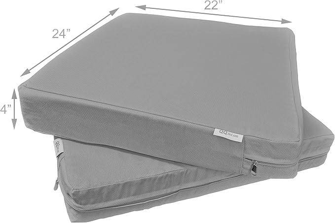 2 Pack 24X22X4 Inch Outdoor Water-Resistant Cushion Pillow Replacement Covers Only with Zipper for Patio Furniture, Sofa, Loveseat, Deep Seat Chair in Light Gray Color