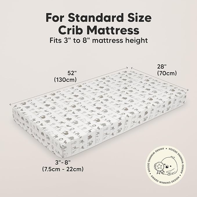 2-Pack Organic Crib Sheets for Boys, Girls - Jersey Fitted Crib Sheet, Baby Crib Sheets Neutral, Crib Mattress Sheet, Cotton Crib Sheets, Breathable Crib Sheet, Baby Mattress Sheets (Savannah)