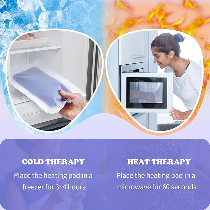 Neck Heating Pad Microwavable, Heating & Cool Compress Pad with Flaxseed Seed for Waist, Neck, Shoulder, Back Pain Stress Relief & Comfort, 30 Inches Heated Neck Wrap for Self Care Relaxation