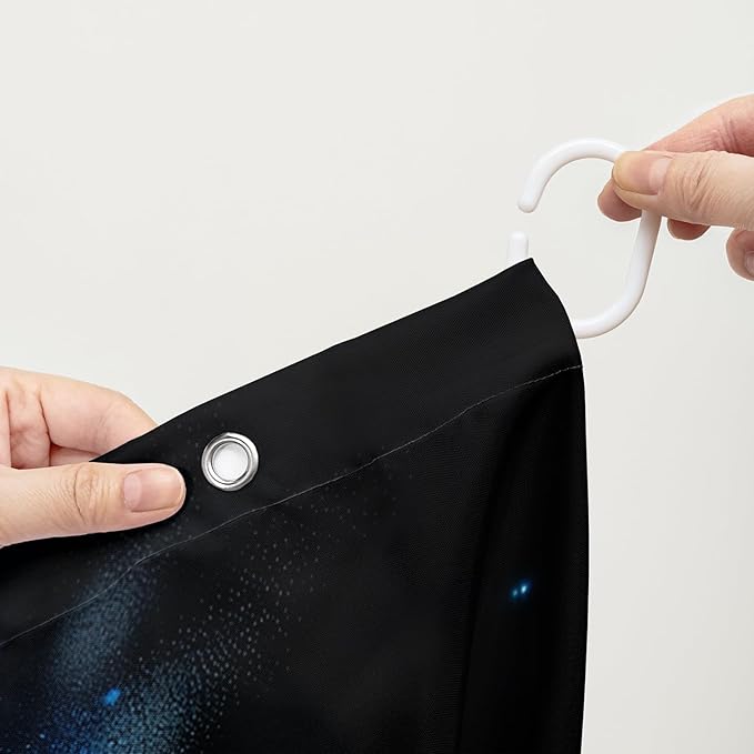 AILONEN Sugar Skull Shower Curtain for Bathroom,Blue and Red Smoky Skull Bath Curtain Decoration,Starry Butterfly Skull Skeleton Print Waterproof Shower Curtain with 12 Plastic Hooks, 72" W*72" H