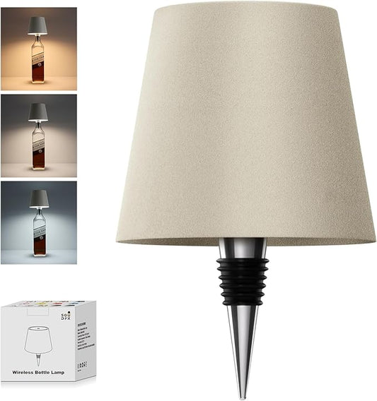 Wireless Bottle Lamp, 2025 New 3 Color Rechargeable Wine Bottle Lights for Bars Restaurants (Gray, 1PC)