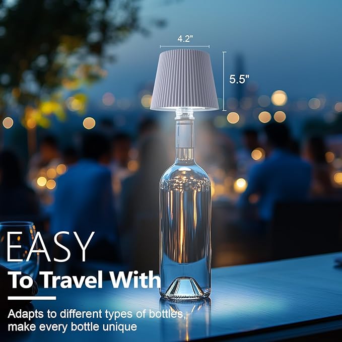 Wine Bottle Lamp, 2025 New 3 Color Rechargeable Wireless Bottle Lamp for Liquor Bottles with Touch Dimming for Parties, Restaurants & Home Decor (White)