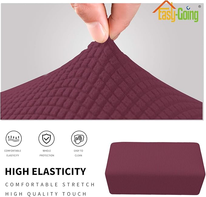 Easy-Going Stretch Ottoman Cover Folding Storage Stool Furniture Protector Soft Rectangle slipcover with Elastic Bottom(Ottoman Small,ASH Rose)