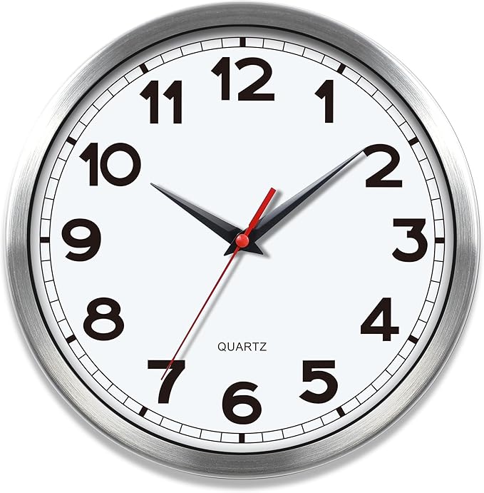 AYRELY® Wall Clock – 8 Inch Metal Decorative Modern Analog Clock, Silent Non-Ticking Battery Operated Small Classic Wall Clocks for Kitchen, Living Room, Bedroom, Office, Bathroom（Classic-8in）