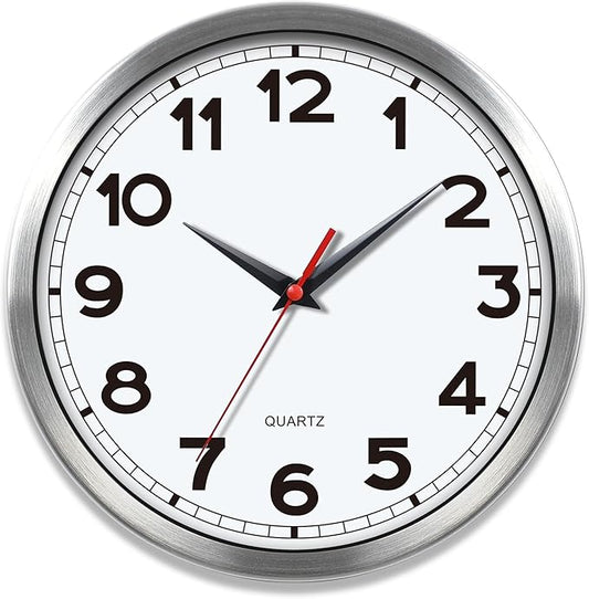 AYRELY® Wall Clock – 8 Inch Metal Decorative Modern Analog Clock, Silent Non-Ticking Battery Operated Small Classic Wall Clocks for Kitchen, Living Room, Bedroom, Office, Bathroom（Classic-8in）