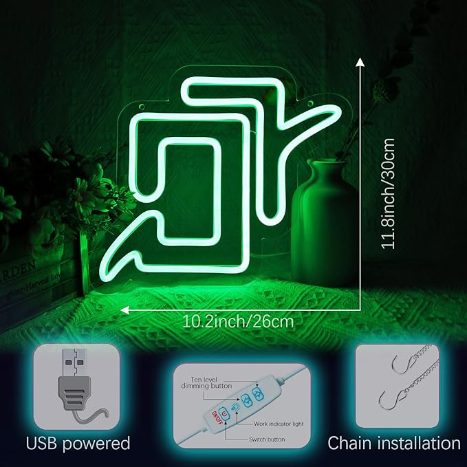 FF14 Astrologian Neon Sign for Wall Decor, Game Room, Bedroom, Man Cave, Birthday Decorations, Fans Collection, USB Power, Green, 11.8"x 10.2"