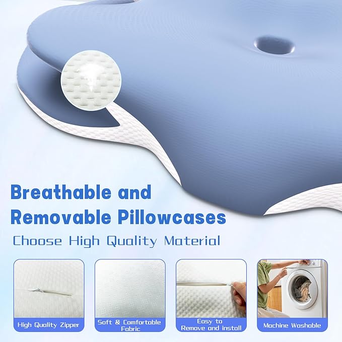 Cervical Neck Pillow for Pain Relief, Contour Memory Foam Pillows for Side Sleepers, Ergonomic Pillow, Orthopedic Pillow for Neck Pain, Back & Stomach Sleepers with Cooling Pillow for Better Sleep