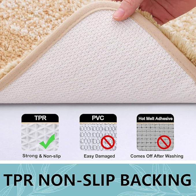 Arotive Microfiber Bathroom Rugs, Shaggy Soft and Absorbent Bath Rug, Non-Slip, Thick Plush Machine Washable Dry Bath Mats for Bathroom, Tub and Shower, 59x24, Beige