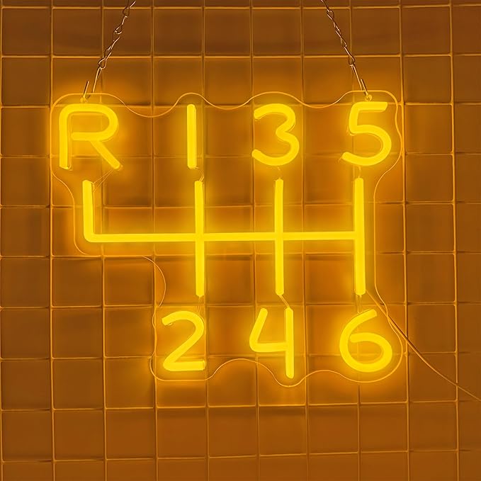 Car Gearbox Neon Sign, Neon Manual Gearbox Design Gifts for Dad, LED Garage Lamp Neon Lights for Wall Decor, Man Cave Garage Decor, USB Neon Sign for Auto Room Garage Repair Shop Gifts for Husband