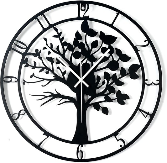 16inch/40cm Tree of Life Wall Clock for Bedroom Living Room Battery Operated Metal Decorative Analog Silent Analog Non Ticking Clocks Room Wall Decor (Tree of Life, 16 inches)