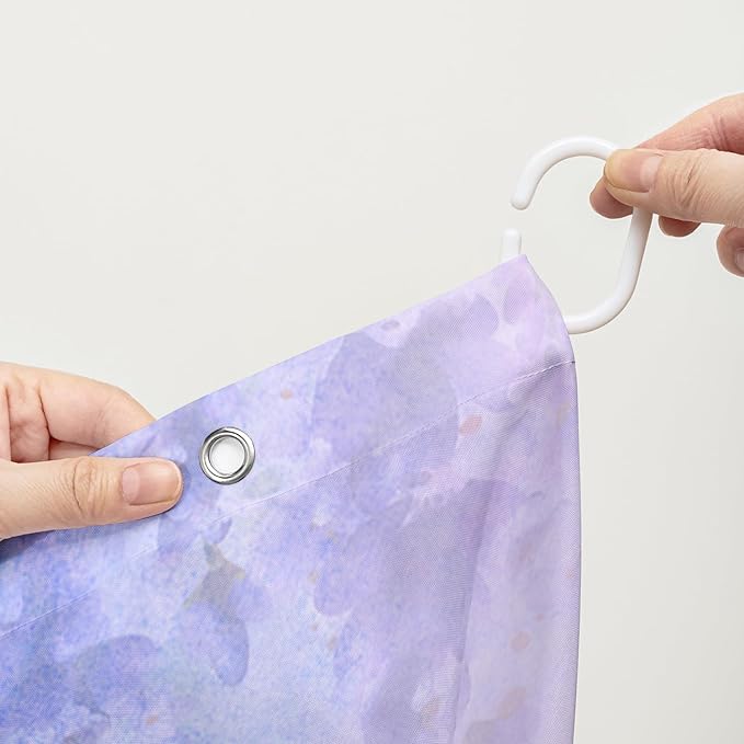 AILONEN Watercolor Dolphin Shower Curtain, Cute Dolphin Lavender Flower Bath Curtain,Modern Minimalist Purple Waterproof Fabric Shower Curtain Set with Hooks 36" W*72" H