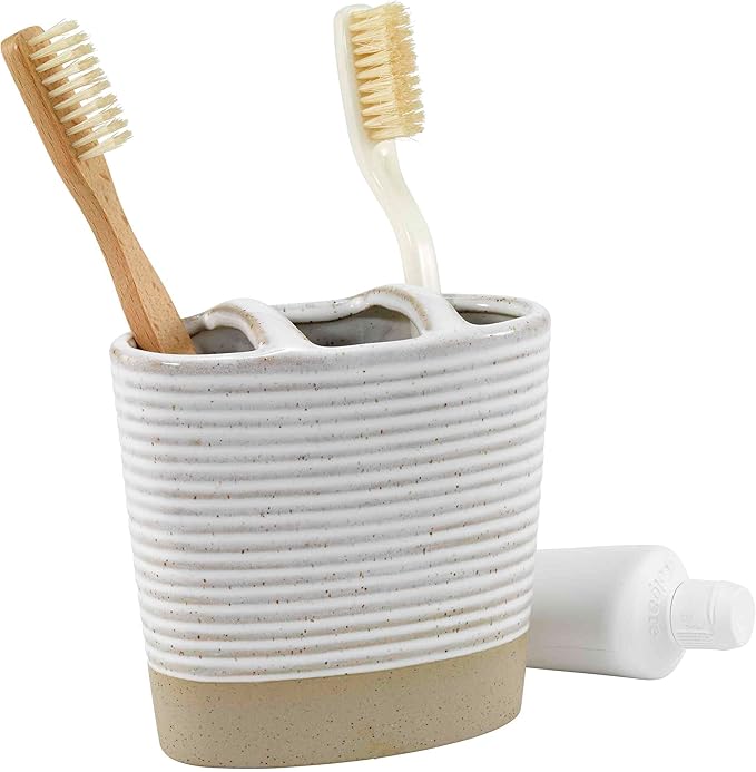Avanti Linens - Accessory Set, Resin Tumbler, Toothbrush Holder, Soap Dish & Lotion Pump, Durable Bath Decor (Drift Collection)