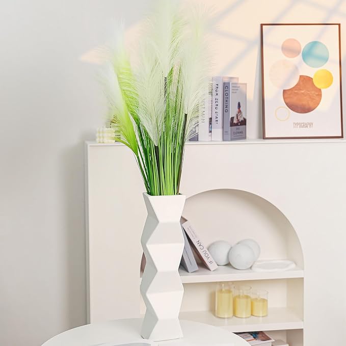 Large White Ceramic Floor Vase, 15.7 Inch Tall Modern Minimalist Vase for Living Room, Bedroom, Kitchen Decor - Holds Fresh Flowers, Branches & Dried Plants (White)