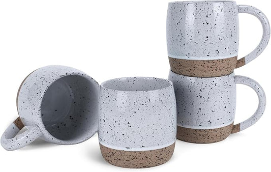 Elanze Designs Speckled Raw Bottom 17 ounce Ceramic Mugs Pack of 4, White