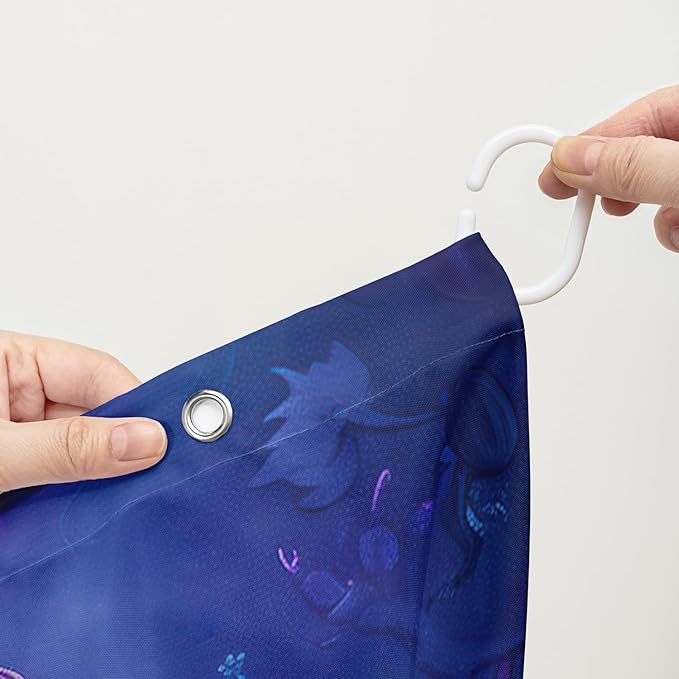 AILONEN 3D Cute Cat Shower Curtain Set, Purple Oil Rose Waterproof Fabric Shower Curtain for Kids Boys Girls,Cat Lovers Animal Design Shower Curtain for Bathroom with Hooks,72" W*84" H