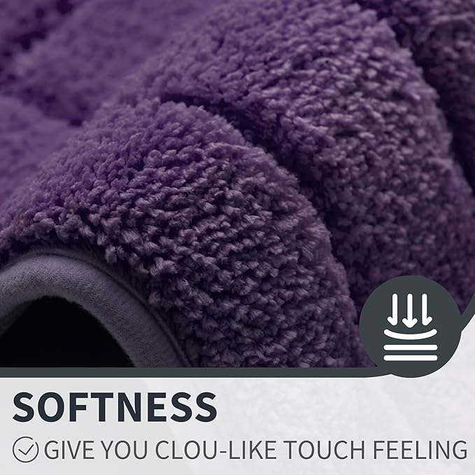 GRANNY SAYS Bathroom Rugs Non Slip Washable, Soft Bath Mats for Bathroom, 16" x 24", Super Absorbent Bath Mat Small Rug, Shaggy Shower Room Floor Mat, Tub, Purple