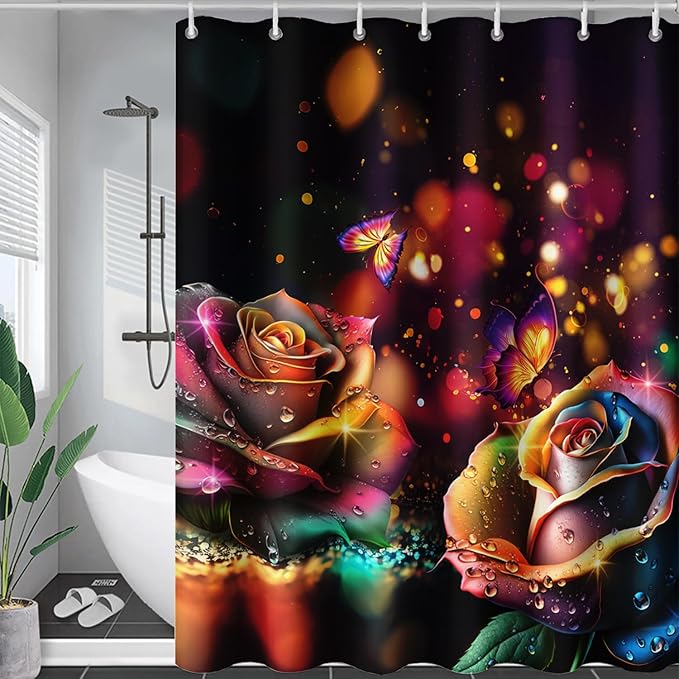 AILONEN Colorful Skull Shower Curtain for Bathroom Decor,Gradient Mushroom Skull Bath Curtain for Kids Boys Girls,Print Polyester Waterproof with 12 Plastic Hooks 36" W*72" H