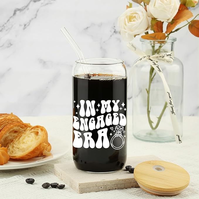 Engagement Gifts, In My Engaged Era Glass Cup, Future Bride Gift Ideas, Bridal Shower Gift for Her, Wedding Gifts for Best Friend - Newbride, Fiancée Present - Bride to Be Tumbler - Present for Her