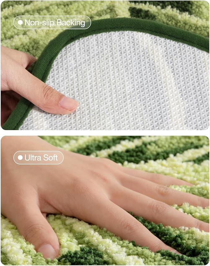 LUMI Cute Bathroom Rugs with Green Leaf Plant, Soft, Fluffy, Plush, Absorbent, Quick Dry, Non Slip, Machine Washable for Shower Floor, Bathroom, Bedroom,Kids Room, 23.5"x31.5", Monstera