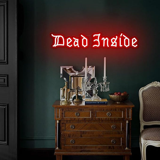 Dead Inside Neon Sign for Wall Decor,Gothic Horror Home Decor,Halloween Party Wall Decor,Gothic Lover Gifts,USB Powered With Switch-25''