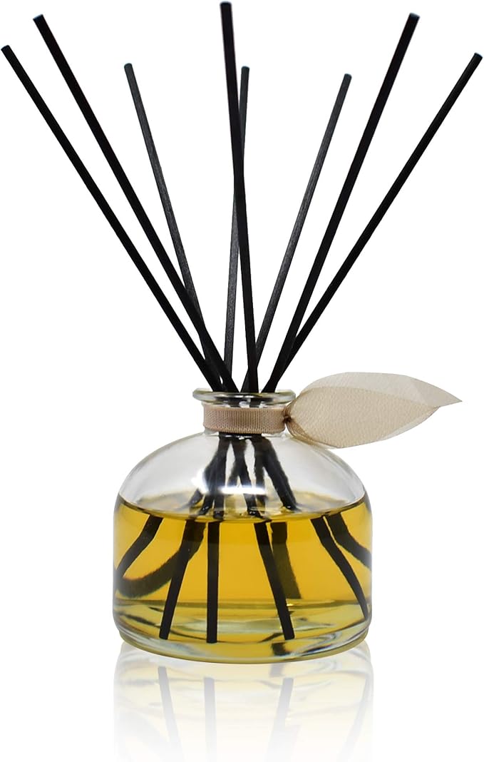 LOVSPA Sandalwood & Amber Scented Reed Diffuser Set - Air Freshener for Any Room - Notes of Bergamot, Orange, Rose & Violet with Base of Cedarwood & Vanilla - Made in The USA