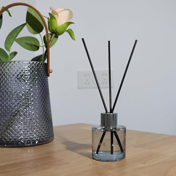 3 Pack Fragrance Reed Diffuser, 50ML Lavender Jasmine Freesia Aromatherapy Diffuser Set with 12 Black Fiber Sticks,Air Freshener for Bedroom Bathroom Office, 8.2X 6.6X 2.1 inch
