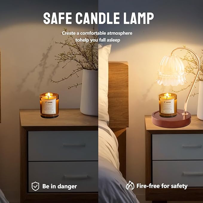Candle Warmer Lamp with Dimmer - Electric Candle Lamp with Timer for Jar Candles Scented Candles, Plug-in Wax Warmer Lamp for Home & Office with 2 Bulb(White Peony+Black Walnut)