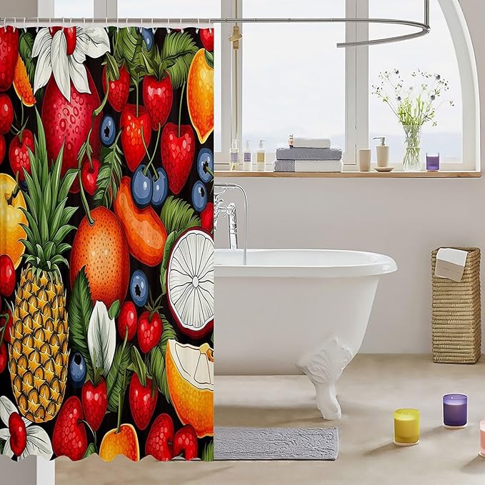 Feelyou Pineapple Shower Curtain Boys Girls Orange Fabric Shower Curtain for Kids Summer Fruit Bathroom Waterproof Accessories with 12 Hooks Bright Colorful Curtains,72x78 Inches