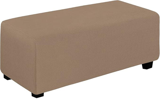 Easy-Going Stretch Ottoman Cover Folding Storage Stool Furniture Protector Soft Rectangle slipcover with Elastic Bottom(Ottoman X-Large,Camel)
