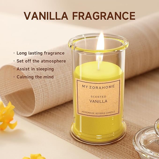 Bottle Shape Soy Wax Vanilla Scented Candle, Aromatherapy Candles for Home Scented or As a Birthday/Holiday Gift for Your Loved(3.5OZ/24Hours Burning)