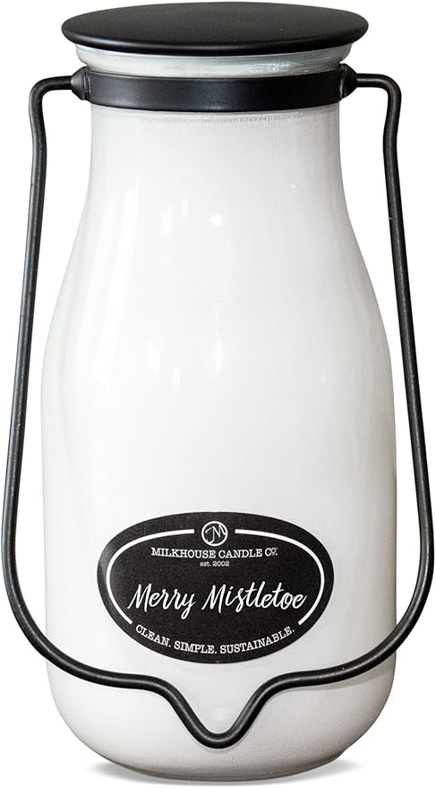 Milkhouse Candle Company, Merry Mistletoe, Creamery Collection, Scented Soy Candle: Butter Jar Candle, Milkbottle 14 oz