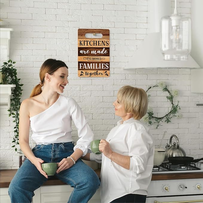 Farmhouse Kitchen Decor, Kitchen Signs Wall Decor, Wall Decor for Kitchen, Kitchen Decorations, Kitchen Door Wall Hanging Decor, Kitchens Are Made to Bring Families Together Sign 8 x 12 Inch