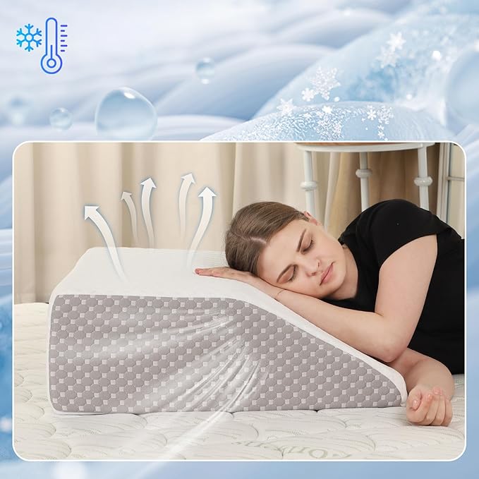 8" Leg Elevation Pillow for Swelling, Cooling Bed Wedge Pillow for Circulation, Leg Pillows for Sleeping, Keens, Legs, Back and After Surgery