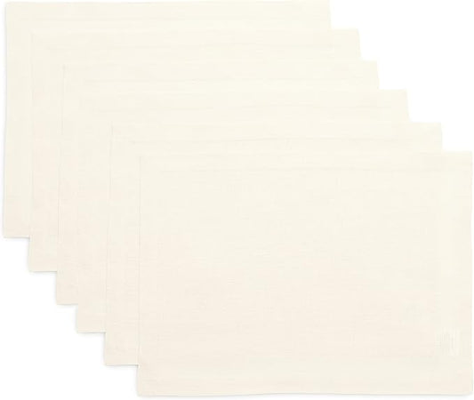 Solino Home Linen Ivory Placemats Set of 6-100% Pure Linen Placemats 14 x 19 Inch for Summer - Fete