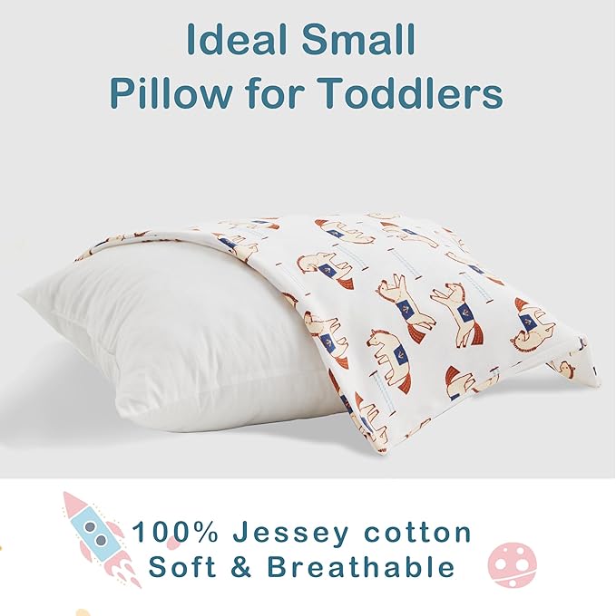 Moonrite 13Ã18 Toddler Pillow with Pillowcase,100% Cotton Toddler Pillows for Sleeping,Soft Breathable Washable Small Toddler&Kid Pillow for Bed,Mini pillow,Better Naps at Preschool