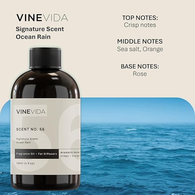 VINEVIDA [16 Fl Oz] Ocean Rain Fragrance Oil for Cold Air Diffusers, Essential Oils for Diffuser Oil Refill & Air Freshener Room Spray