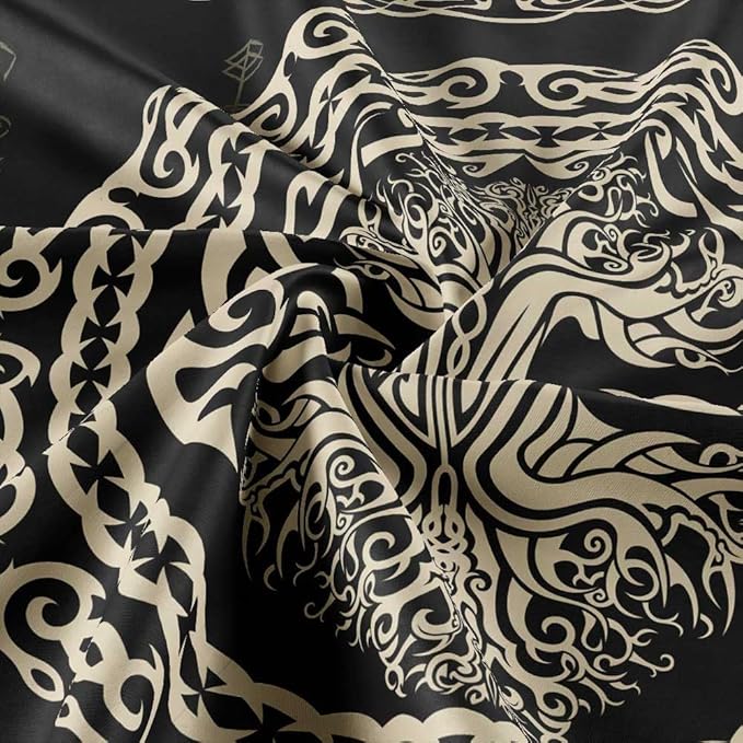 Hajmsug Vikings Tapestry,Black and White Tree Bird of Wisdom Celtic Rune Ancient Rune Totem Norse Mythology Medieval Viking Wall Art,Aesthetic Mythology Tapestry for Bedroom Living Room,60X40 Inch.