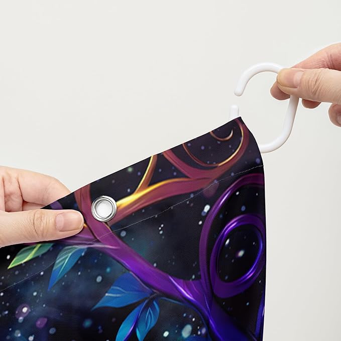 AILONEN Tree of Life Shower Curtain for Bathroom,Galaxy Starry Glowing Tree of Life Bath Curtain,Colorful Tree Shower Curtain Waterproof with 12 Plastic Hooks for Boys Girls Adults 48" W*72" H