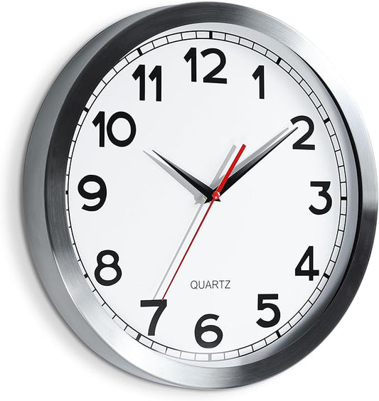 AYRELY® Wall Clock – 14 Inch Metal Decorative Modern Analog Clock, Silent Non-Ticking Battery Operated Large Classic Wall Clocks for Kitchen, Living Room, Bedroom, Office, Classroom（Classic-14in）